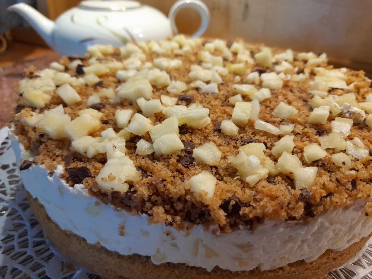 Tarta de crema de piña con corteza quebradiza